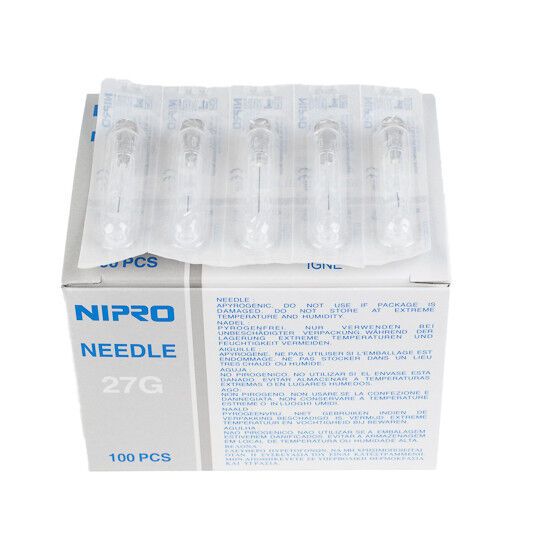 Nipro injectienaald 27G 0,4x19mm grijs per 100st.