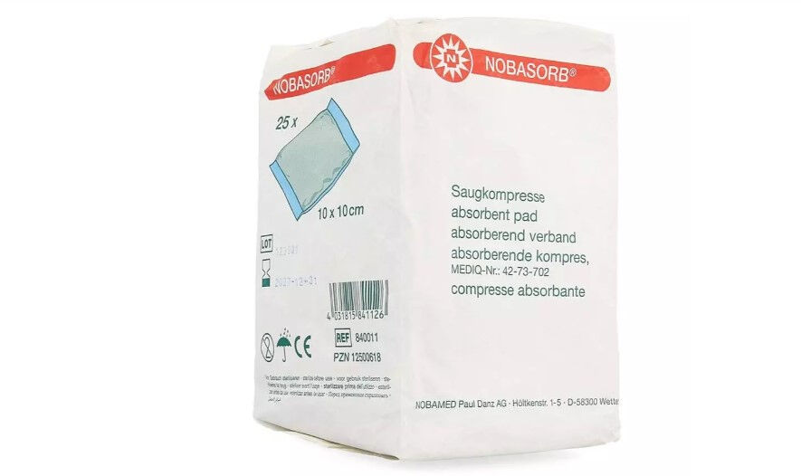 Nobasorb absorberend wondverband 10x10cm niet steriel per 25st