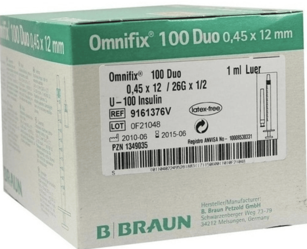 Omnifix 100 Duo insulinespuiten 1 ml per 100st