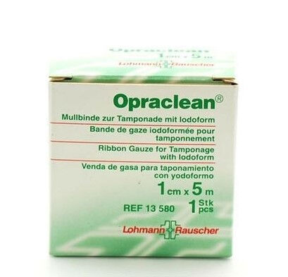 Opraclean gaas jodoform 5cm x 5m per rol