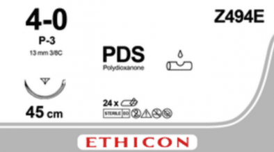 PDS hechtdraad Z494E 4-0 45cm ongekleurd draad P-3 naald 24 stuks - afbeelding 0