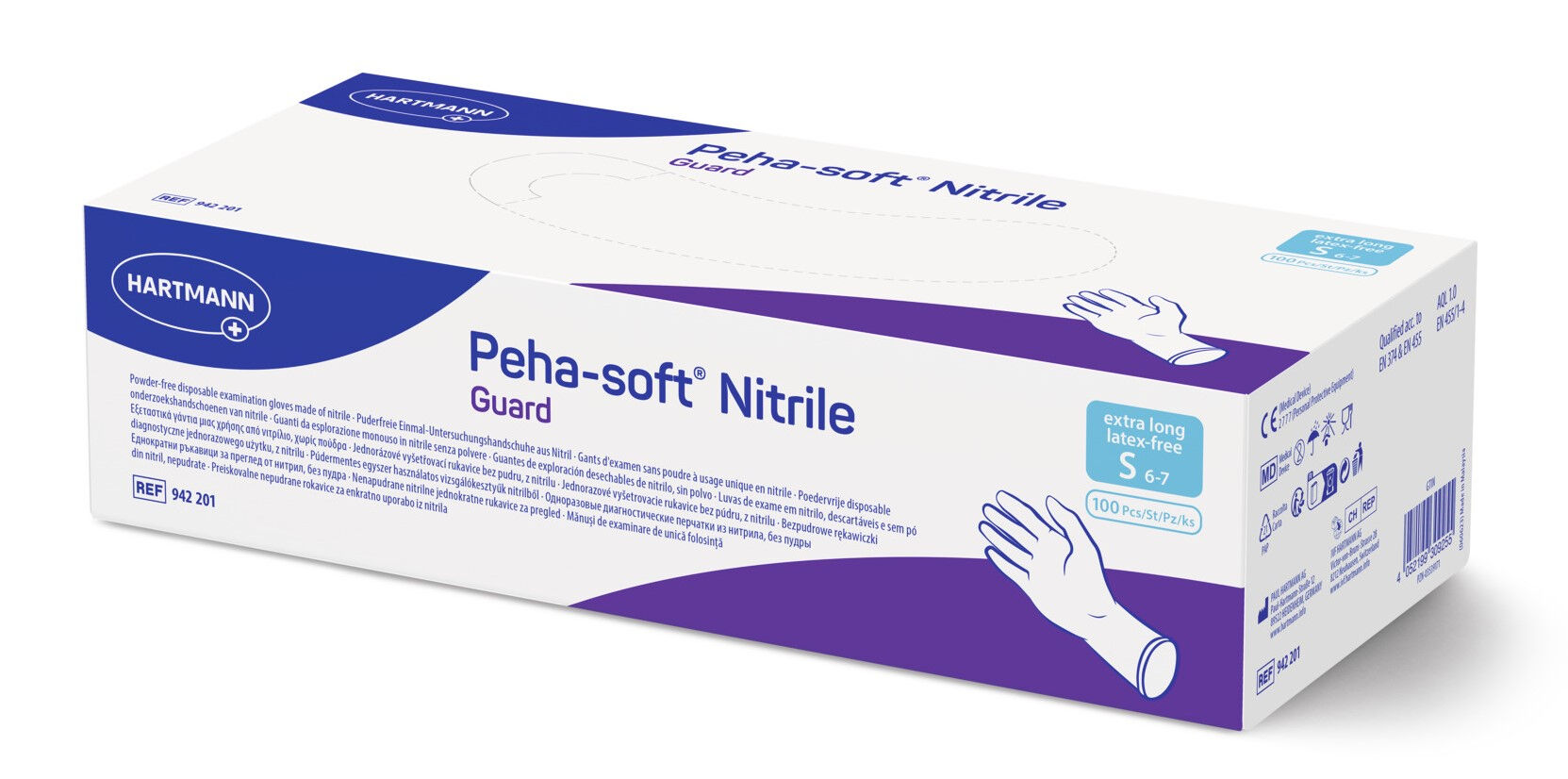 Peha Soft Nitrile Guard nitril wegwerphandschoen met lang manchet per 100st