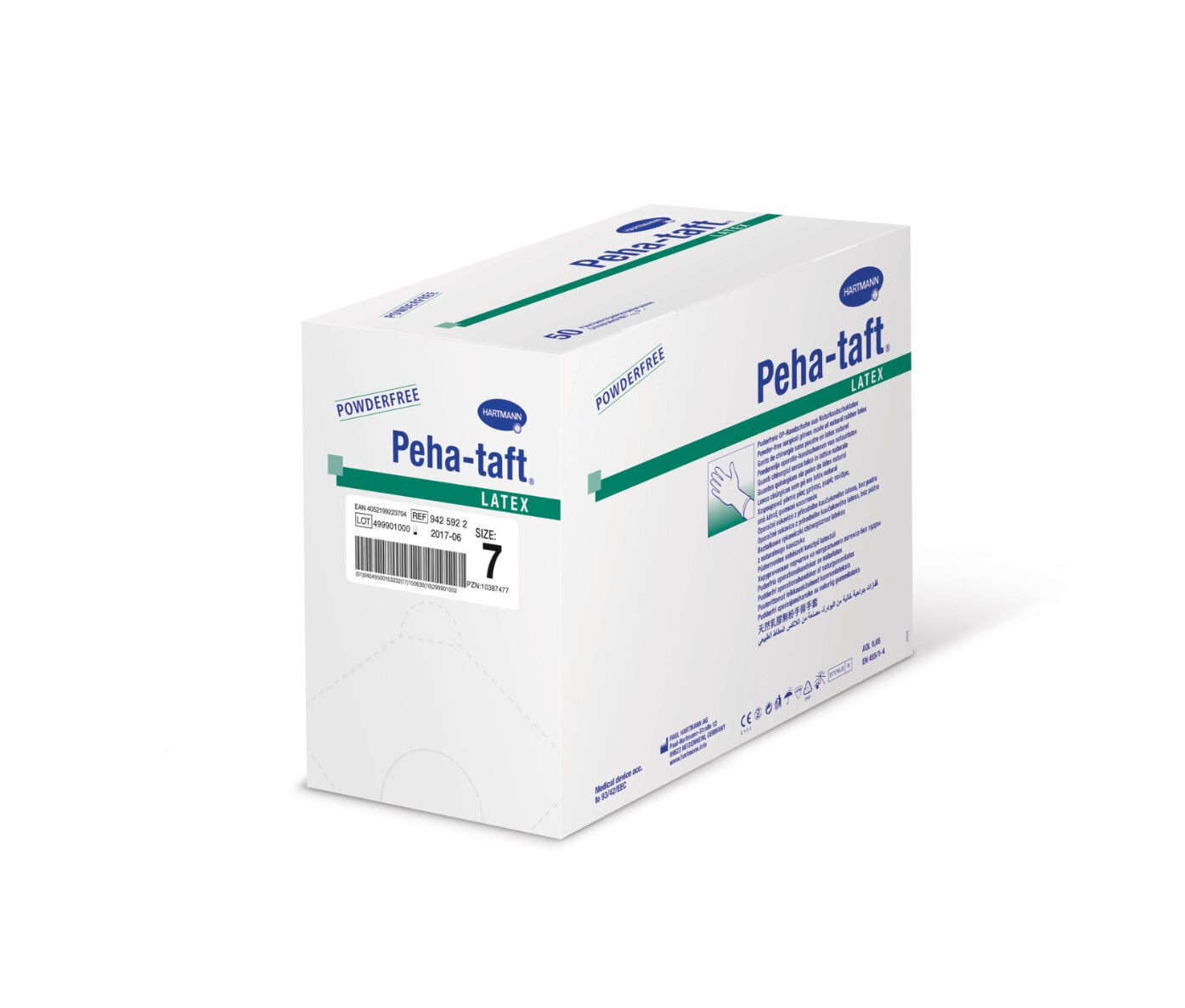 Peha-Taft latex steriele handschoenen groene band poedervrij per 50paar