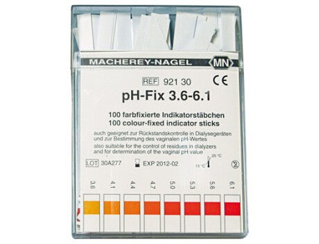 pH-Fix indicator strips range 3.6 - 6.1 per 100st.