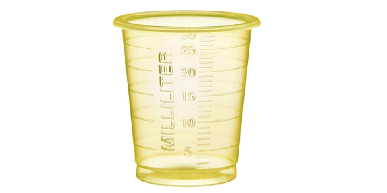 medicijnbeker geel 30ml per 4800 stuks