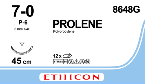 Prolene 7-0 hechtdraad 8648G P6 naald 45cm per 12st