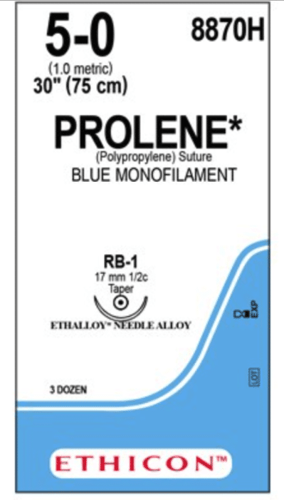 Prolene hechtdraad 5-0 75cm blauw RB-1 8870H 36x