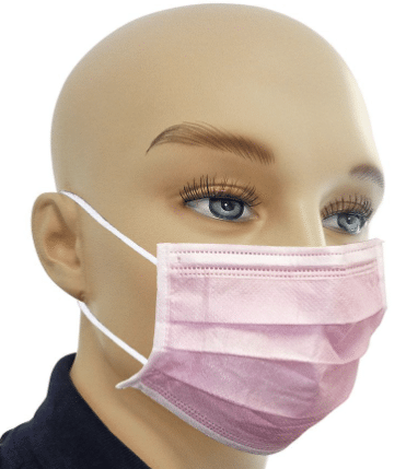 Ampri medische mondmaskers IIR roze met oorlussen per 50st.
