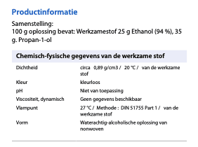 Samenstelling mikrozid af wipes