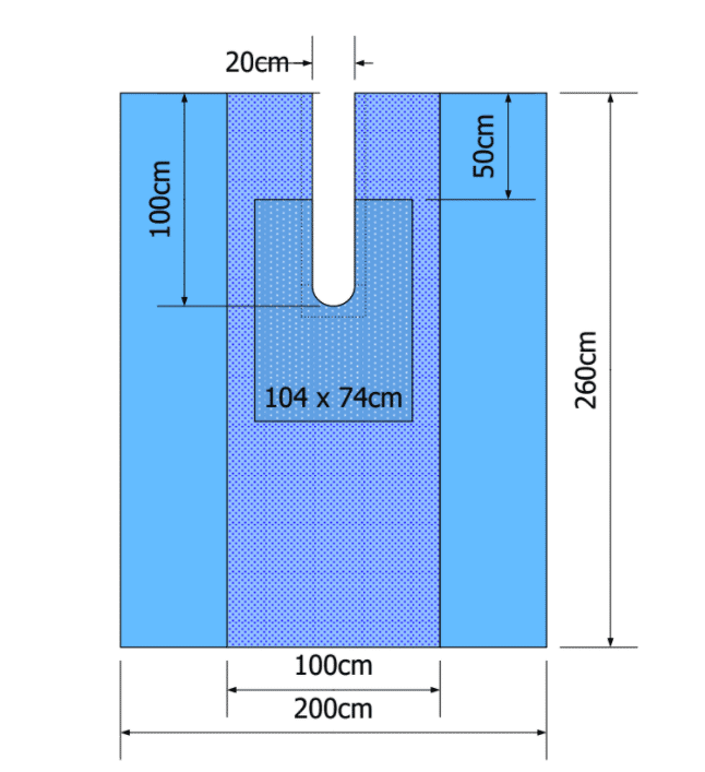 Euroguard OK Split laken 260x200cm, split 20cm, steriel. 3laags, 15st