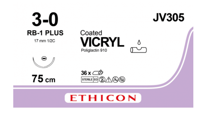 Vicryl hechtdraad 3-0 75cm RB-1 Plus violet JV305H 36st. - afbeelding 0