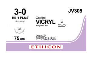 Vicryl hechtdraad 3-0 75cm RB-1 Plus violet JV305H 36st.