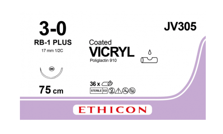 Vicryl hechtdraad 3-0 75cm RB-1 Plus violet JV305H 36st. - afbeelding 0