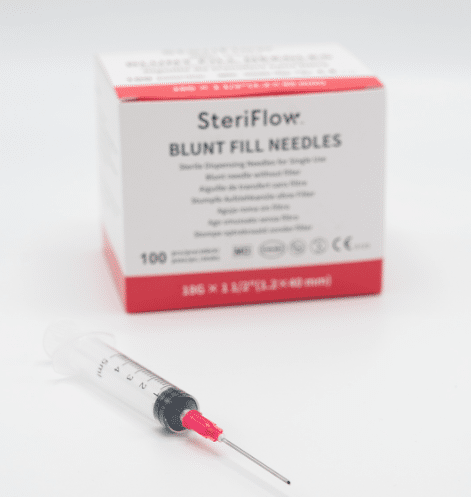 Steriflow optreknaald 18G x 40mm blunt naald rood zonder filter per 100st - afbeelding 1