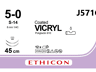 Ethicon vicryl hechtdraad V571G 5-0 violet met 2x S14 naald per 12st.