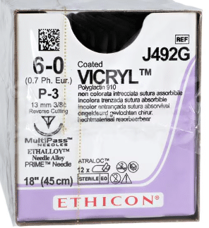 Vicryl 6-0 hechtdraad J492G 45cm P-3 naald per 12st.  - afbeelding 0