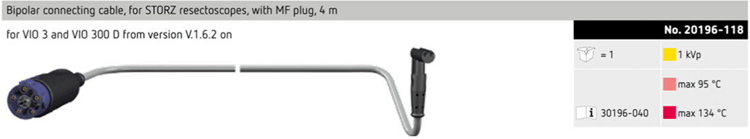 Erbe Bipolaire kabel TUR/TCR Storz MF‐stekker L 4m - afbeelding 0