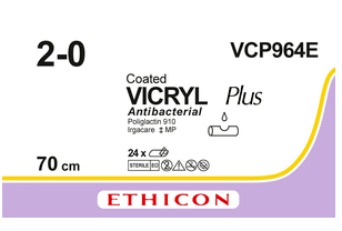Vicryl Plus hechtdraad VCP964E 2-0 5x70cm ongekleurd per 24st - afbeelding 0
