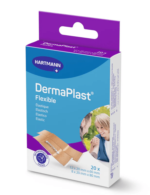 DermaPlast flexible pleisterstrips 8st 2x8cm 12st 2x6cm per doos van 20st