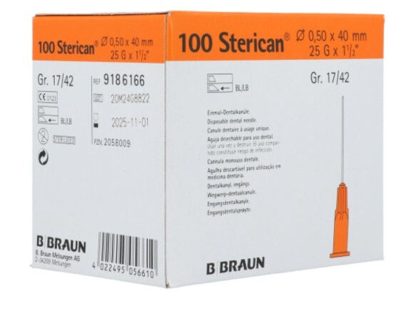 Braun sterican naald 25G oranje 0,5x40mm 100 stuks - afbeelding 0