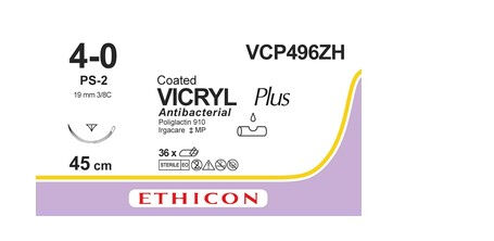 Vicryl Plus hechtdraad VCP496ZH 4-0 45cm ongekleurd draad met PS-2 naald 36 stuks - afbeelding 0
