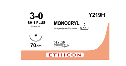 Monocryl Plus Hechtdraad MCP219G 3-0 70 cm RB-1 naald  12ST