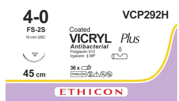 Vicryl plus 4-0 hechtdraad V292H 45cm ongekleurd FS-2S naald per 36st - afbeelding 0