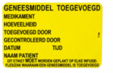 Etiket medicatiesticker Geneesmiddel toegevoegd per rol a 500st.