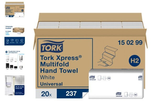 Tork Xpress Universal Multifold Handdoek Papier 2-laags per doos 4740 stuks
