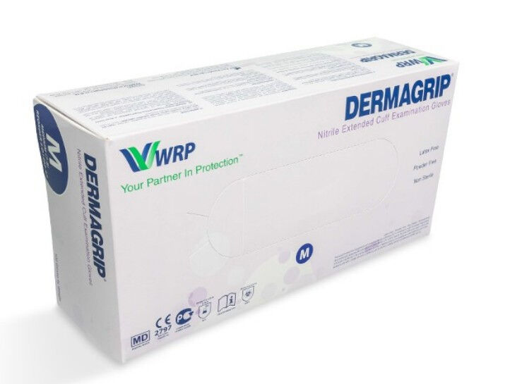 Dermagrip Ultra lange nitril handschoenen per 100st maat M