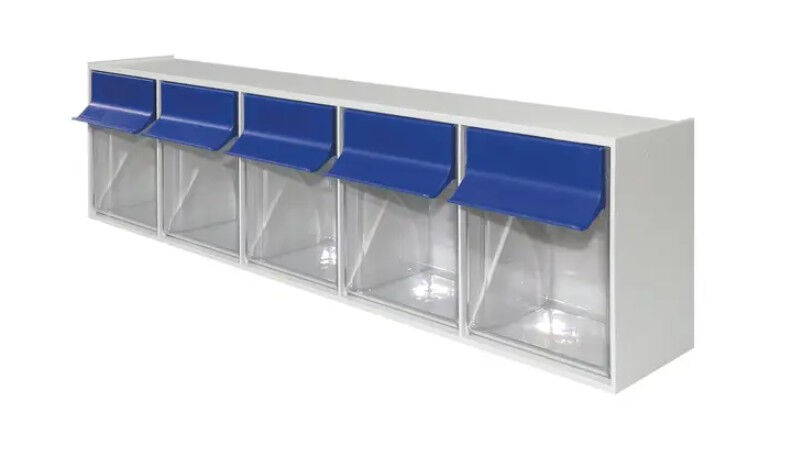 Wanddispenser voor injectienaalden en injectiespuiten 5 vaks