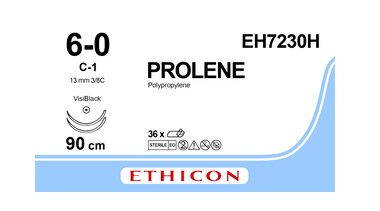 Prolene hechtdraad EH7230H 6-0 draad 90cm  C-1 naald per 36st. - afbeelding 0