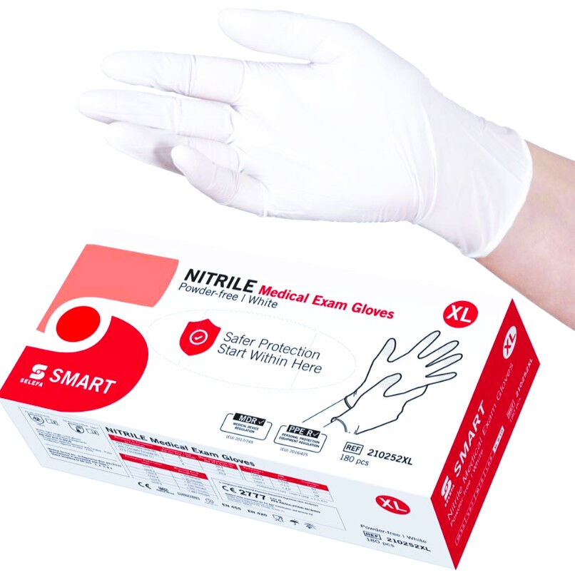 Selefa nitrile Handschoen smart white XL poedervrij 200ST 