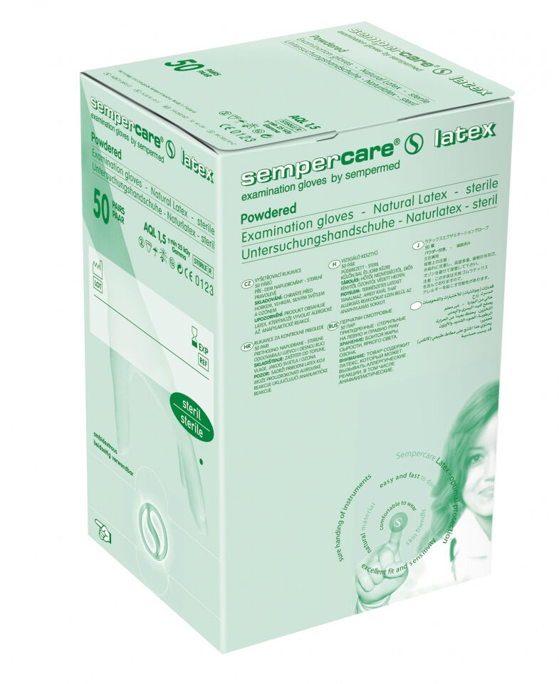 Sempercare gepoederde latex handschoenen per 100st