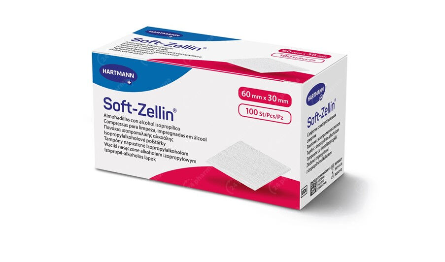 Soft-Zellin alcoholdoekjes 60x30mm per 100st