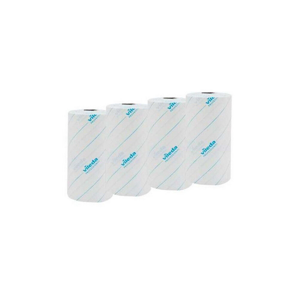 Stofwisdoek Microroll Vileda wit-blauw 4 rollen van 180 vellen