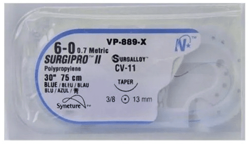 Medtronic Surgipro II hechtdraad VP889X-2 6-0 30cm Blauw met CV-11 naald per 36ST - afbeelding 0