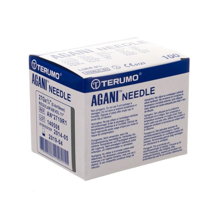 Terumo Agani injectie naald 27G 0.4X19MM per 100st.