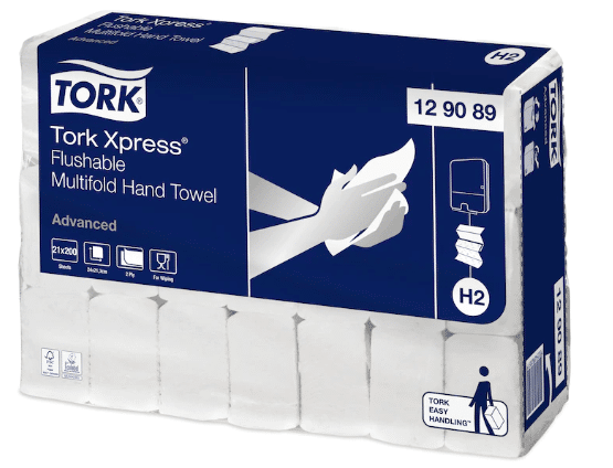 Tork Xpress 24x21,3cm handdoekjes advanced 129089 H2 wit per 4200st.