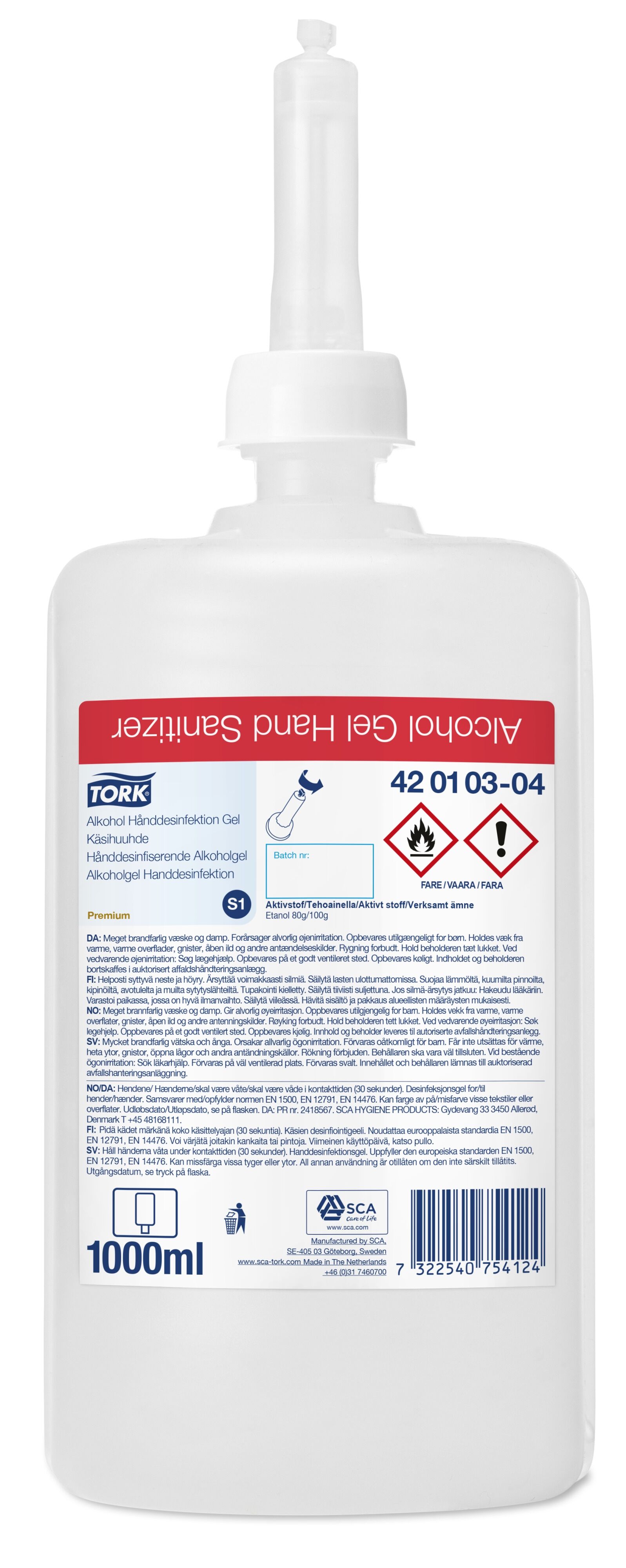 Tork Alcohol Liquid 1L S1 vulling per 6st.