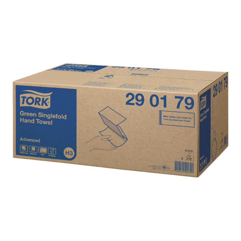 Handdoekjes Tork H2 290179 groen 25x32 cm 15x250st. per doos 