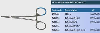 Disposable Halsted Mosquito Arterieklem 12.5cm gebogen steriel per 18st - afbeelding 0
