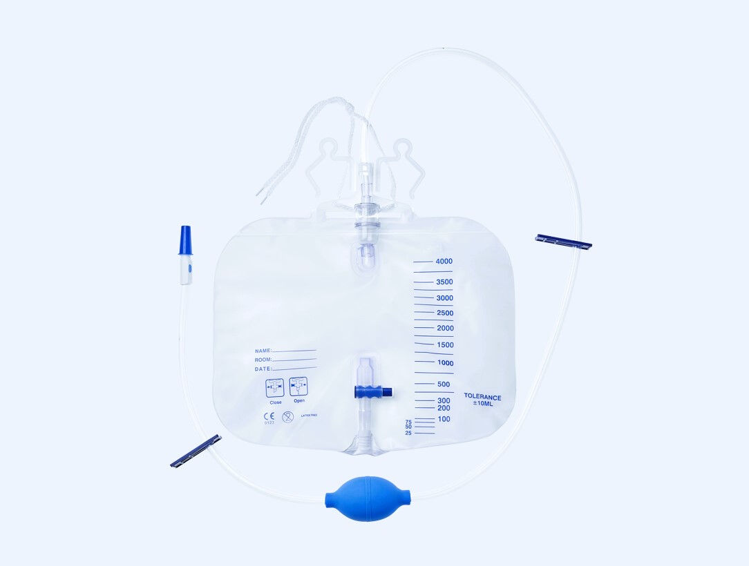 Unoquip Q4000 steriele TUR zak 4L terugslagventiel en sample poort met pompballon 125cm slang en 2 klemmen per 4x10x1st