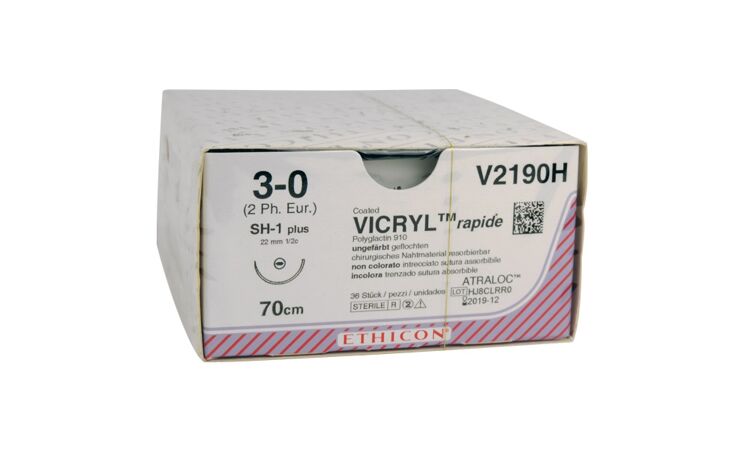 Vicryl Rapide hechtdraad 3-0 SH1 naald V2190H per 36st. 70 cm draad - afbeelding 0