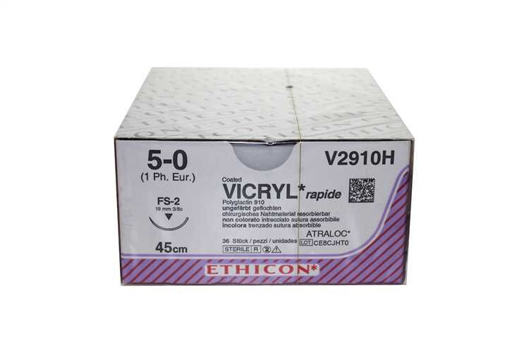 Vicryl Rapide 5-0 hechtdraad V2910H FS-2S naald per 36st.