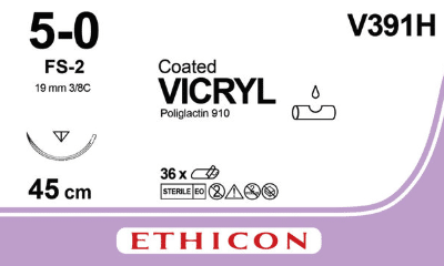 Vicryl hechtdraad V391 5-0 met FS-2 naald 45cm per 36st - afbeelding 0