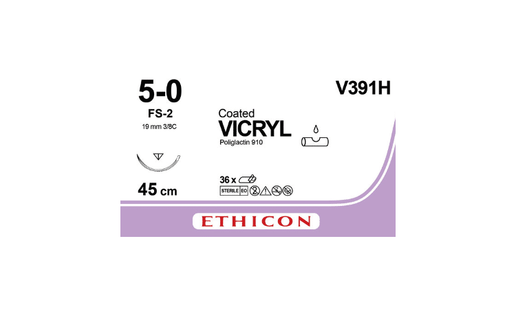 Vicryl hechtdraad V391 5-0 met FS-2 naald 45cm per 36st - afbeelding 0