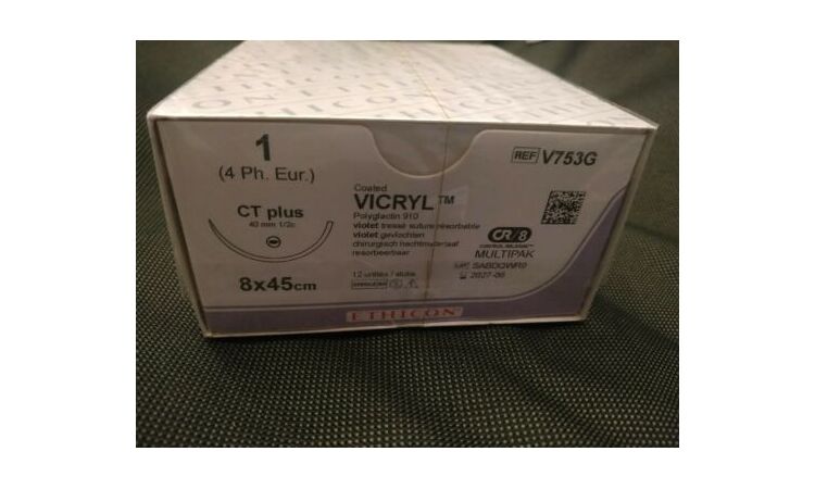 Vicryl hechtdraad 1-0 V753G, CTplus CR 8X45 cm Ortho purple 