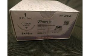Vicryl hechtdraad 1-0 V753G, CTplus CR 8X45 cm Ortho purple