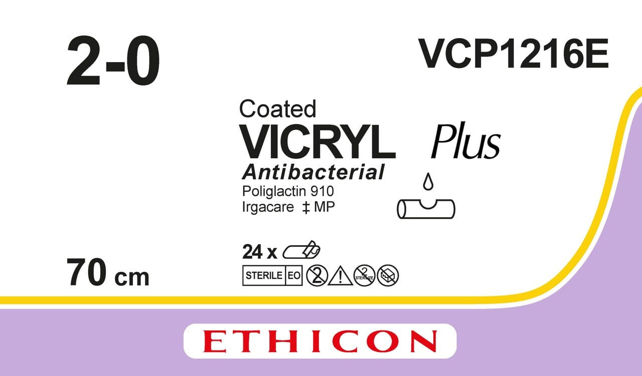 Vicryl plus hechtdraad VCP1216E 2-0 70cm draad 24st